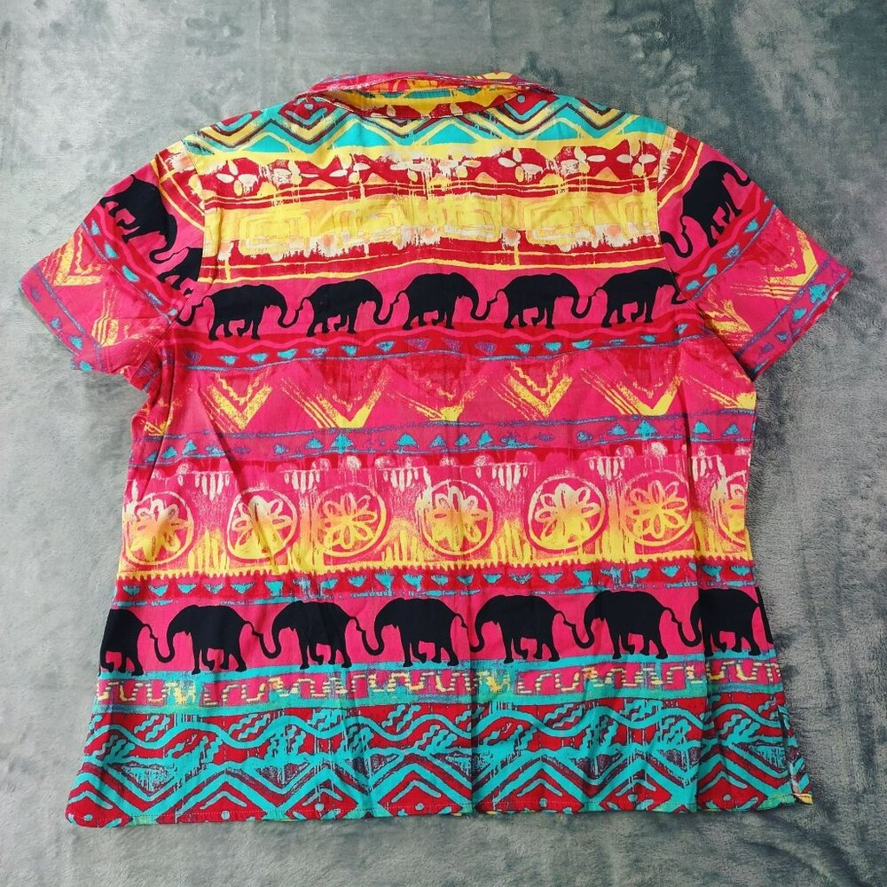 Chico's Colorful Elephant Pattern Button Down Shi… - image 5
